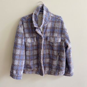 Free People Plaid Teddy Bomber Jacket